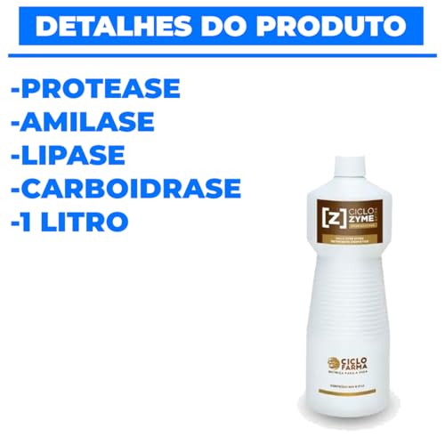 Detergente Enzimático 4 Enzimas Carboidrase, Lipase, Protease e Amilase