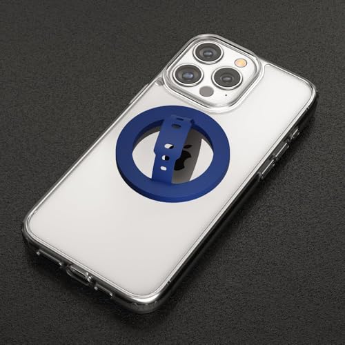 Image of RIGGEAR Soft Silicone Magnetic Phone Grip, Finger Loop Ring Holder Compatible with MagSafe iPhone Models and Magnetic Phone Cases (Blue)
