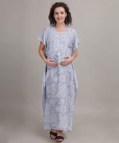 Image of Fabme Women's Printed Kaftan Nursing and Maternity Nighty