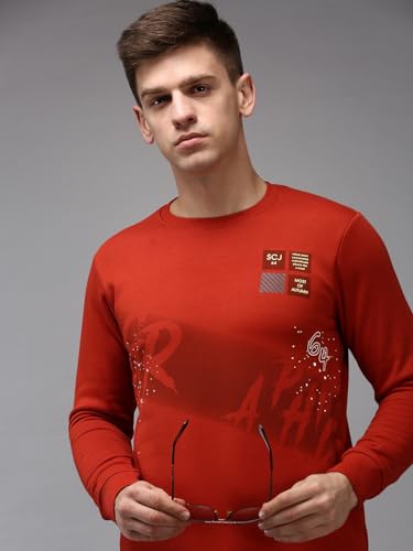 Image of SHOWOFFFF Men Solid Pullover Sweatshirt | Round Neck Full Sleeves Cotton Sweatshirt's for Mens | Slim Fit Regular Length Sweatshirts for Men's