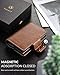 VULKIT Credit Card Holder RFID Blocking Leather Automatic Pop Up Wallet Magnetic Wallet Double Card Case for Men and Women Brown