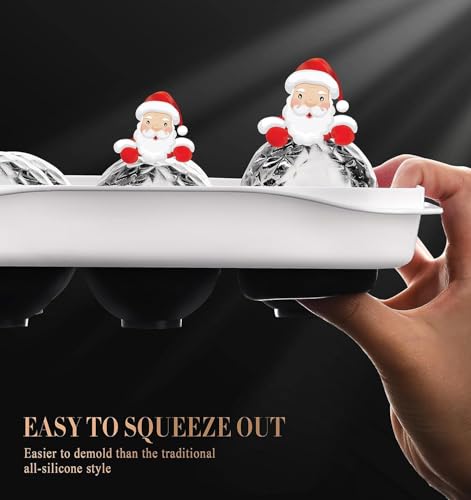 Image of Easy Push Premium Ice Cube Tray with Pop-Up Release, Flexible Silicone Base & Lid - 6 Cube, Stackable, Durable & Dishwasher Safe Ice Maker for Whiskey, Cocktails & Drinks (Black, Pack of 1)