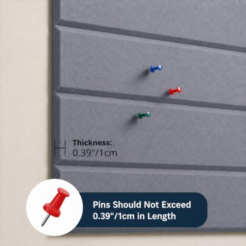 Image of Quiet Canvas Parallel Pinboard, 1x1 ft, Pack of 6, 50 PushPins, (Grey)