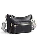 Missnine Cross Body Purse, Leather Medium Crossbody Bags for Women Travel Purse, Shoulder Handbag with with RFID Blocking Slots, Black