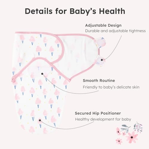 Yoofoss Baby Swaddles for Newborns 100% Organic Cotton, Adjustable Swaddle Sleep Sack 3-6 Months Newborn Swaddle Sack, Breathable Soft(Medium)
