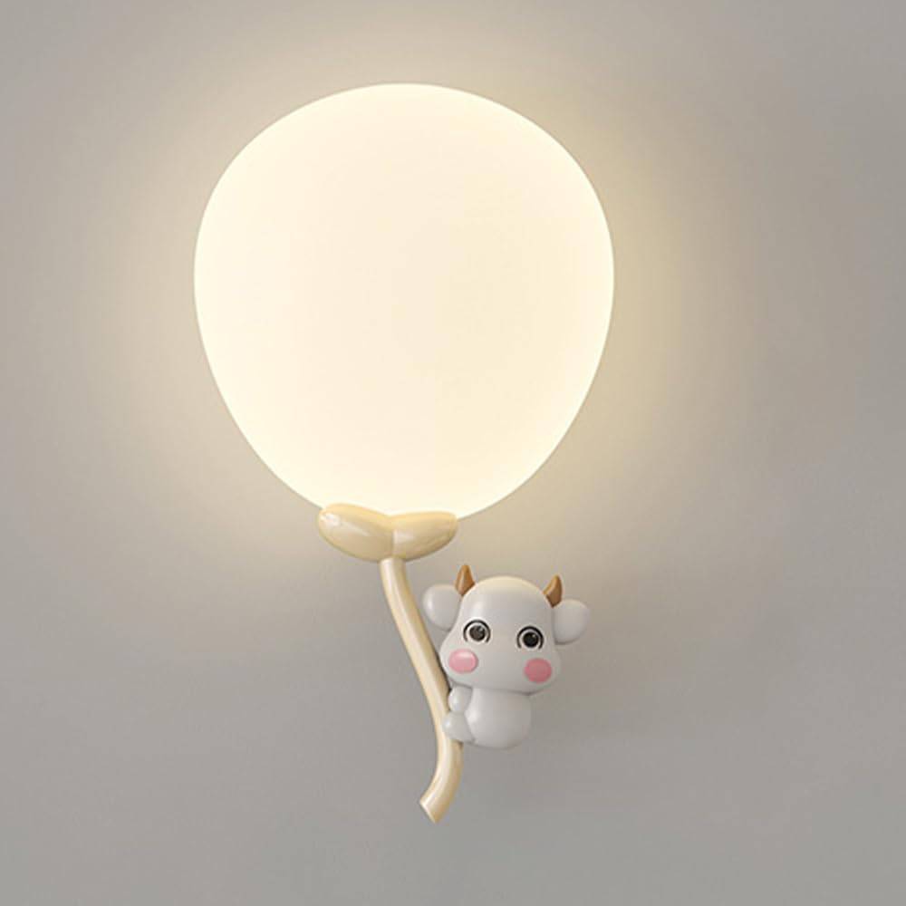 KXEcoLife Wall Sconce LED Balloon Light Cute Animal Cartoon Monkey/Cow Mount Lighting Fixture 12W Hardwired Sconces Bedroom