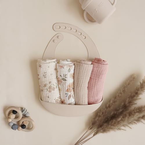 Image of Konssy Baby Muslin Washcloths 7-Pack, 100% Cotton Baby Bath Washcloths, Soft & Absorbent Wash Cloths and Burp Cloths for Newborn Kids Girls & Boys, 11x11 inches