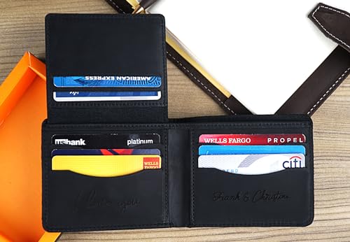 Valentine's Gift Personalized Leather Wallet For Men Custom Slim Wallet Customized Bifold Wallets For Men Engraved Genuine Leather Custom Father's Day Wallet Gift Anniversary Gift For Him4