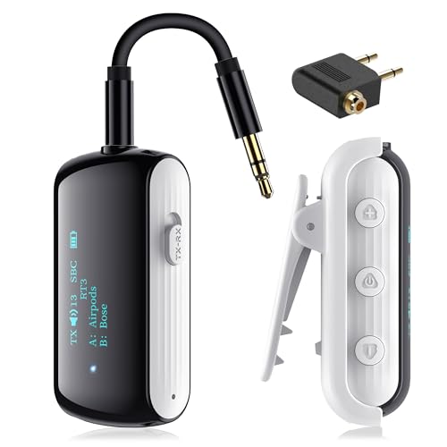 Receptor inalámbrico divisor de audio jack 3.5mm para solucionar la falta de Bluetooth en aviones