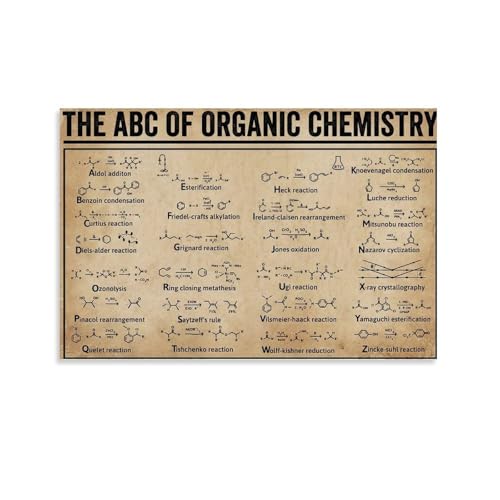 CZNBYYDSJH Vintage ABC of Chemistry Educational Poster with Molecular Structures Canvas Wall Art Aesthetic Decorative Painting Living Room And Calssroomstyle 12x18inch(30x45cm)