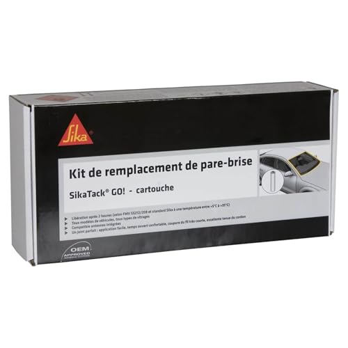 SIKA - Kit de remplacement de pare brise - SikaTack Go - Tout en un - Séchage rapide en 2 heures - Tous types de véhicules - Cartouche + Primer
