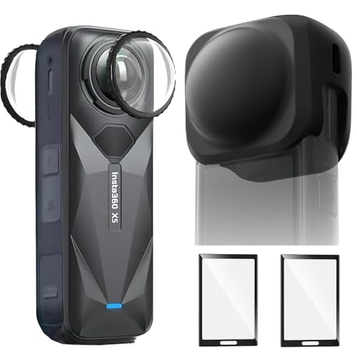 Image of ADOFYS Insta 360 x5 Accessories Silicon Protective lense Cap Screen Protectors and Lens Guards, Bundle Include 1pc Silicone Cap+2pcs Screen Protectors+2pc Lens Guards
