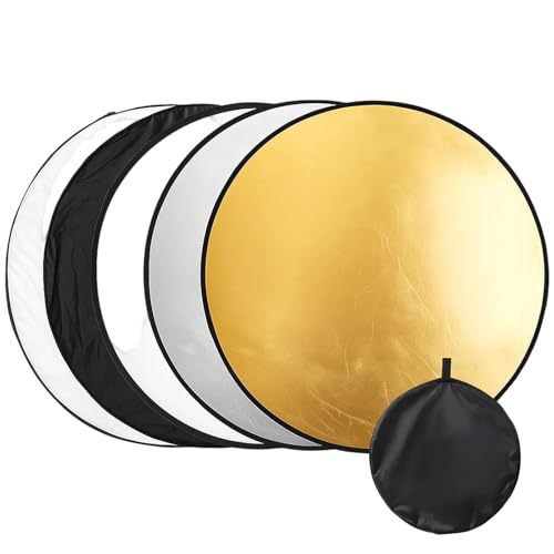 5-in-1 Faltbarer Reflektor, 60 cmRound Mit Tragbarem Aufbewahrungsbeutel, Foldable Folding Reflector, Photo Reflector Light Reflector, for Portrait, Photo,...
