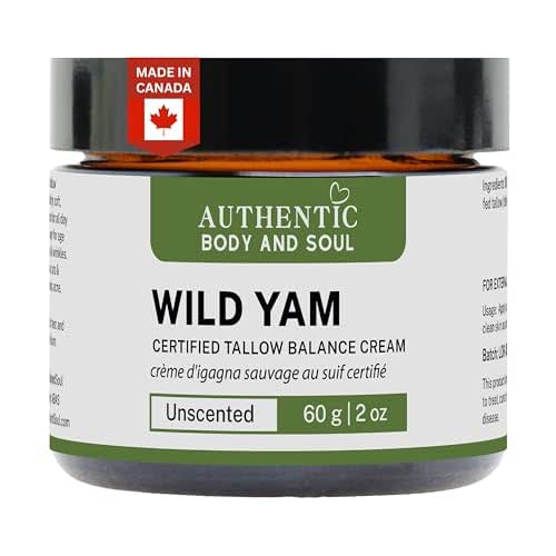 Wild Yam Cream for Women, Canadian Certified Grass-Fed Tallow, Unscented, Infused Frankincense Resin, Natural, Authentic Women's Wild Yam Root Oil Cream, Balancing Moisturizer with Organic Ingredients, Premium Botanicals Skin Care, Certified Grass-Fed Tallow by AGW + Formulated by Authentic Body And Soul, 2oz - View 2