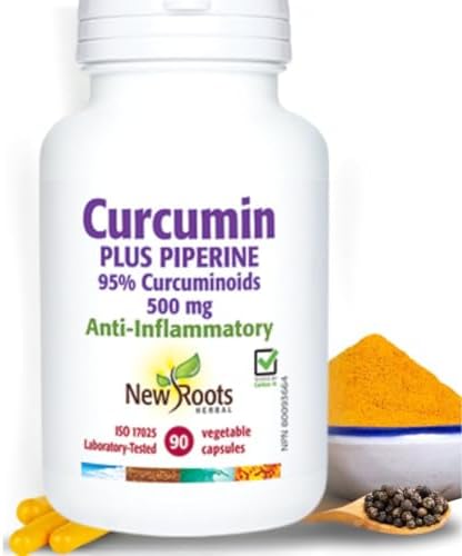 New Roots Herbal - Curcumin Plus Piperine 500mg - 90 Capsules - 95% Curcuminoids - Turmeric Curcumin 500mg - Turmeric Pills Anti Inflammatory Supplements - Turmeric Curcumin with Black Pepper