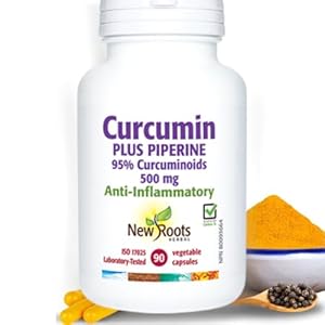 New Roots Herbal – Curcumin Plus Piperine 500mg – 90 Capsules – 95% Curcuminoids – Turmeric Curcumin 500mg – Turmeric Pills Anti Inflammatory Supplements – Turmeric Curcumin with Black Pepper