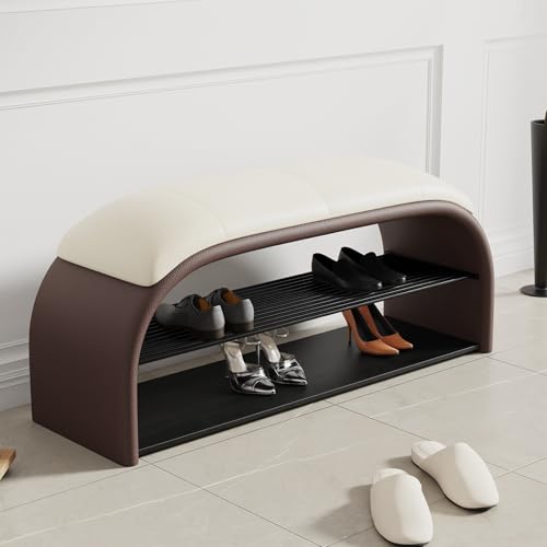 Banco Zapatero con Cojín. Estructura De Madera Estable. Organizador De Zapatos Abierto para El Hogar, Ideal para Entrada, Dormitorio, Sala De Estar O Pasillo.(White,80 * 36 * 44cm)