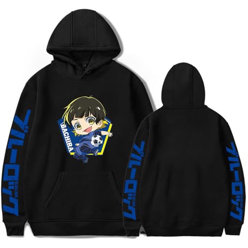 LKY STAR Sudadera Blue Lock Anime con Capucha, Diseño de Fútbol, Manga Larga, Isagi Yoichi Sweatshirt para Hombres Mujeres