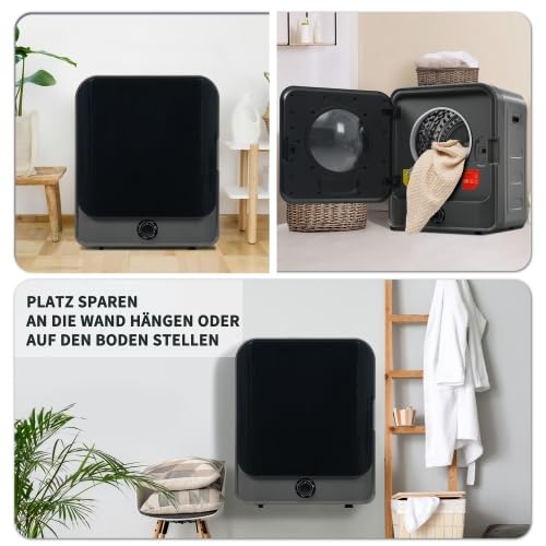 Secador de aire de salida | 3-4,5 kg de capacidad, 830 W, 4 programas, montaje en pared, función de refrigeración de 20 minutos, protección contra sobrecalentamiento, ideal para apartamentos pequeños
