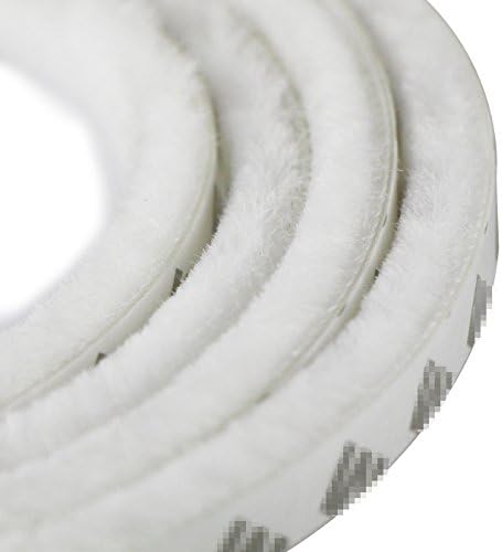 UOOOM 10m Door Window Self Adhesive Brush Strip Pile Windproof Dustproof Weather Strip Seal (Pile Height: 15mm (for Gaps 7.5-13 mm), White)