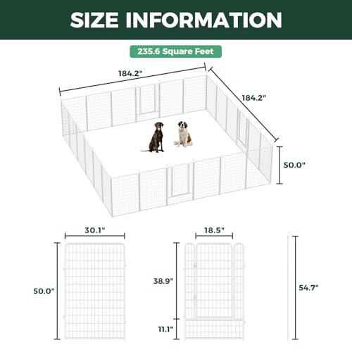 Image of FXW Rollick Unleashed Dog Playpen for Indoor, Yard, RV Camping, 50 inch 24 Panels for Large Dogs, White│Patented