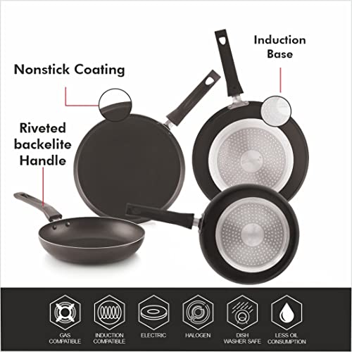 Image of Non‑Stick Cookware Combo | 27 cm Dosa Tawa & 23.5 cm Fry Pan | Induction Base, Fast Heating & Easy to Clean | PFOA‑Free Durable Non‑Stick Set | Ideal for Home & Gifting