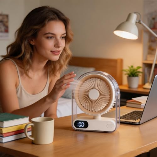 Ventilateur de table portable à 5 vitesses et affichage numérique clair - 3