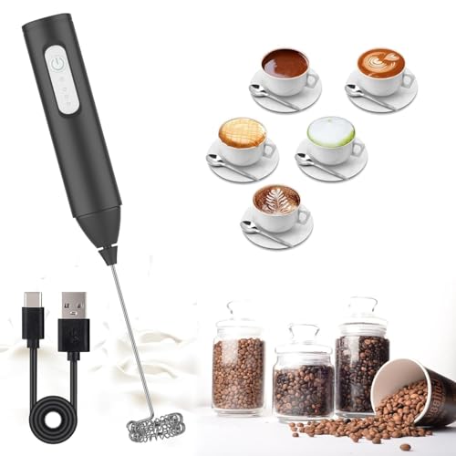 Image of Electric Milk Frother Handheld, Frother Wand for Coffee Drink Mixer Matcha Whisk, Foam Maker for, Frappe Hot Chocolate, Cappuccino, Lattes - Battery Operated (New Electric 1)