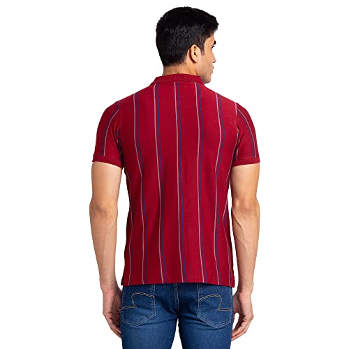 Image of Raymond Men Cotton Striped Regular Fit T-Shirt
