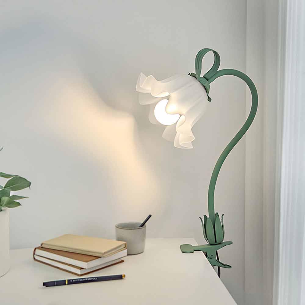 Jadssox Blumen-Tischlampe, Clip-on-Licht, moderne Schreibtisch-Leseleuchte, flexible Schwanenhals-Klemmlampe, florale Arbeitsbeleuchtung, E27, Clip-on-Lampen für Schreibtisch, Klavier, Kopfteil, Schla