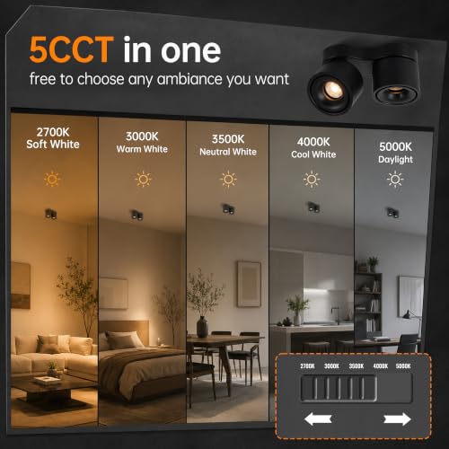 Image of 5CCT LED Ceiling Spotlight Modern Surface Mount Ceiling Light | Dimmable,5CCT /2700K-5000K,Flush Mount Ceiling Lights Fixture,Kitchens,Bedrooms,Living Rooms,Hospitality,Hallways,and Foyers