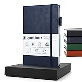 Stone Paper Notebook for Women Men, A5 Waterproof Notebook Hardcover Executive Journal, Ruled Notebooks for Writing, Business, Work ＆ School, 160 Pages Notebook with Box (A5 Blue)