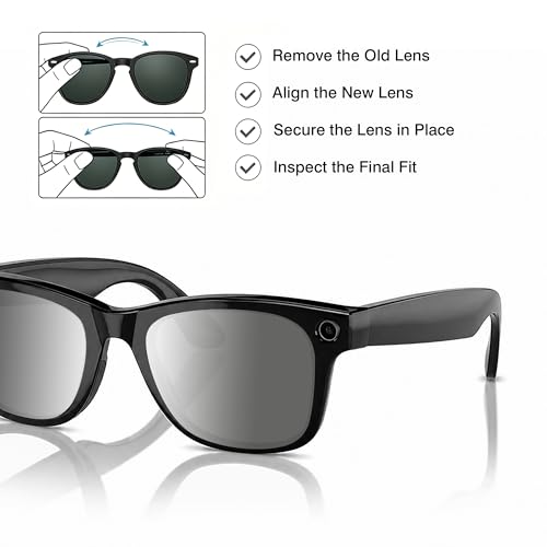Image of YEIN Replacement Lenses for Ray-Ban Meta RW4006 /RW4012(50mm), Photochromic /Blue Light Blocking /Polarized Sunglasses Lenses