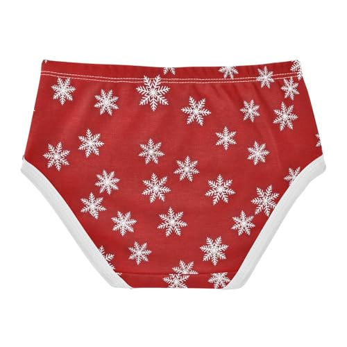 Kids Underwear Girls, Snowflakes Deep Red Toddler Panties, Cotton Underwear Girls, 2T–8 Years2