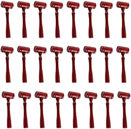 24 Pieces Judge Gavel Prop Mini Wooden Hammers Mallets Justice Costume Accessories for Auction Sale Courtroom Party Favors (Dark Red)