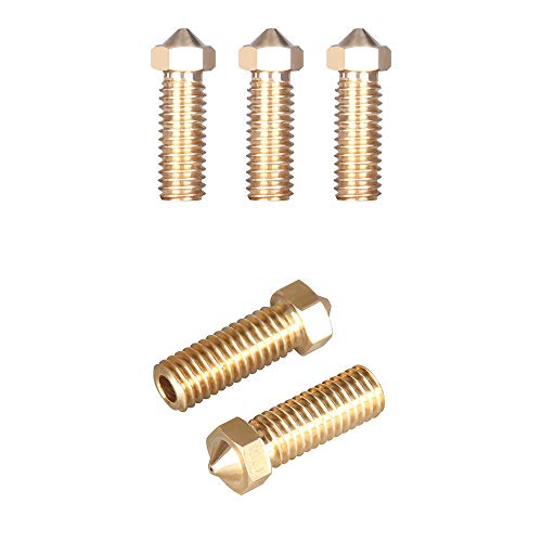 Gecheer 5 pcs Volcano Bico M6 1.75mm Extrusora de Aço Inoxidável/Bico de Bronze 0.2/0.3/0.4/0.5/0.6m