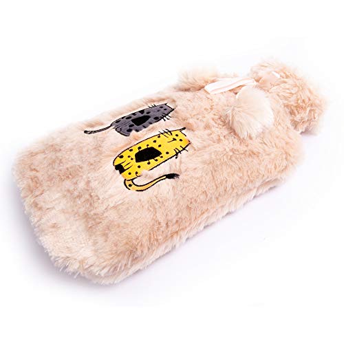 Kruik, BiggDesign Cats, Warmwaterkruik, Warmwater Kruik met Hoes, Super zachte luxe Pluche… (Beige Cats) - Image 7