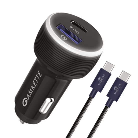 Amkette Power Pro 2 Port 36 Watts iPhone Car Charger with PD Type C and QC 3.0