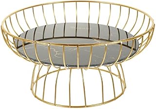 Zerodeko Gold Footed Fruit Basket: Metal Wire Bowl Decorative Snacks Plate Dessert Cake Serving Bowl Appetizers Platter Tray for Home Party Kitchen