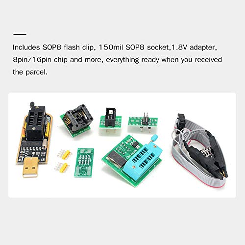 Gecheer CH341A Kit de programador USB com SOP8 Clip EEPROM Burner BIOS Flasher SPI Flash Programmer