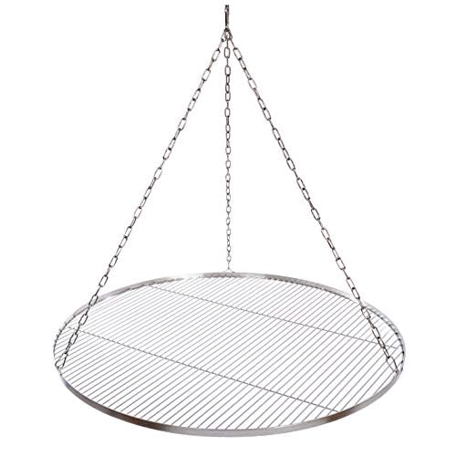 Grillrost Ø 100 cm mit Kette Edelstahl 4 mm Grillstabdicke Stababstand 14 mm für Schwenkgrill BBQ Dreibein