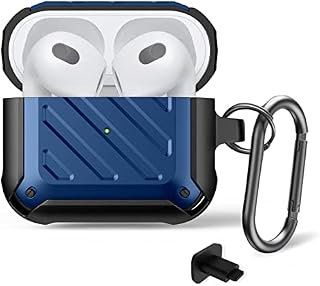 Lopnord Case Cover Compatible with AirPods 3rd Generation Case (2021), Replacement Cover for Airpod 3 Case, Shockproof Protective Case with Keychain for AirPod 3 Charging Case [LED Visible] (Blue)
