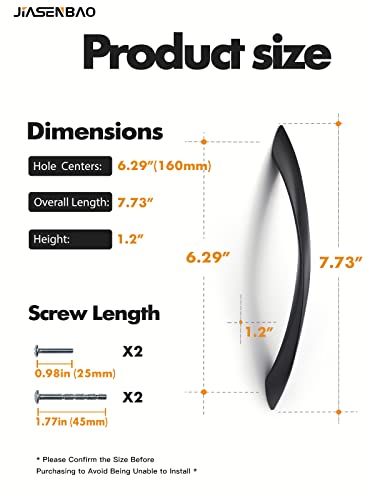 Image of Black Cabinet Pulls 6.3 Inch Arch Twisted Matte Black Handles Drawer Kitchen Cupboard Bathroom Dresser Cabinet Hardware Zinc Alloy 2 Pack