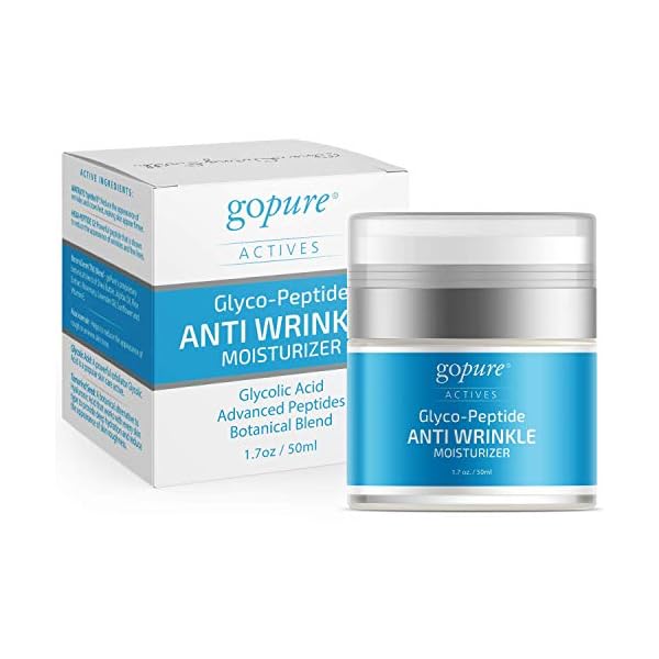 goPure Glyco-Peptide Anti Wrinkle Face Cream - Hyaluronic Acid Moisturizer for Face with Glycolic Acid, Peptides, and Vitamin E - Hydrating Facial Moisturizer with Anti-Aging Formula - 1.7 fl oz