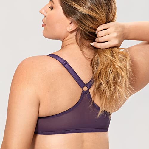 Image of DELIMIRA Women's Front Closure Racerback Bras | Plus Size, Full Coverage, Lace, Underwire, No Padding Unlined