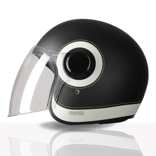 Image of TVS Silk Route Helmet for Men & Women | Vintage Open Face Helmet with Clear Visor | ISI & DOT Certified | ABS Shell | EPS Liner | Retro Stylish for City & Highway Riding