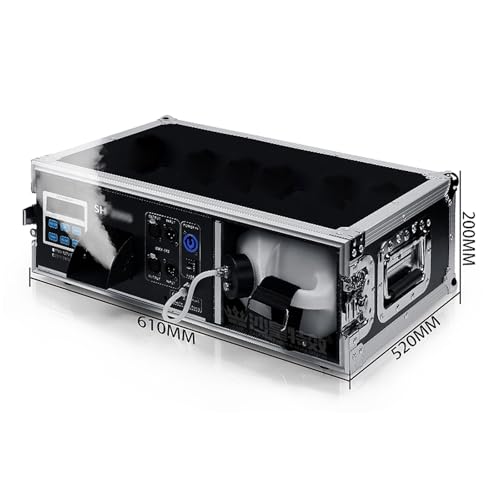 Máquina de niebla de 2000 W, máquina profesional de niebla de baja altura con control remoto DMX, funda de vuelo, tanque de líquido de 3 L, salida de humo ajustable, mini efecto de escenario para