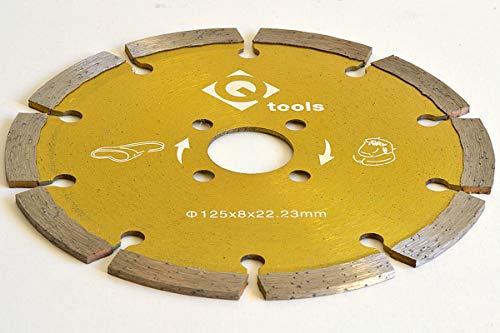 Q-Tools Premium Disque à tronçonner diamant 125 mm x 22,2 pour meuleuse d'angle Flex granit marbre pierre fine Cover