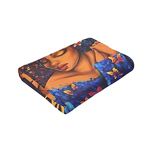 Drawpro Black Girl Blanket Queen Blanket African American Throw Blanket Gift Black Women Throw Blanket For Couch Quotes Throw Blankets For Bed Gift For Women Warm Soft Fuzzy Flannel Blanket 60"X50" #TOP5