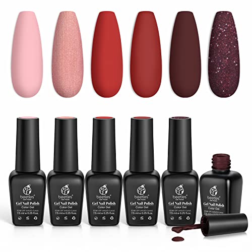Beetles Zodiac Collection Kit de esmalte em gel, Áries - Coleção Reborn Sun, 6 peças, esmalte em gel